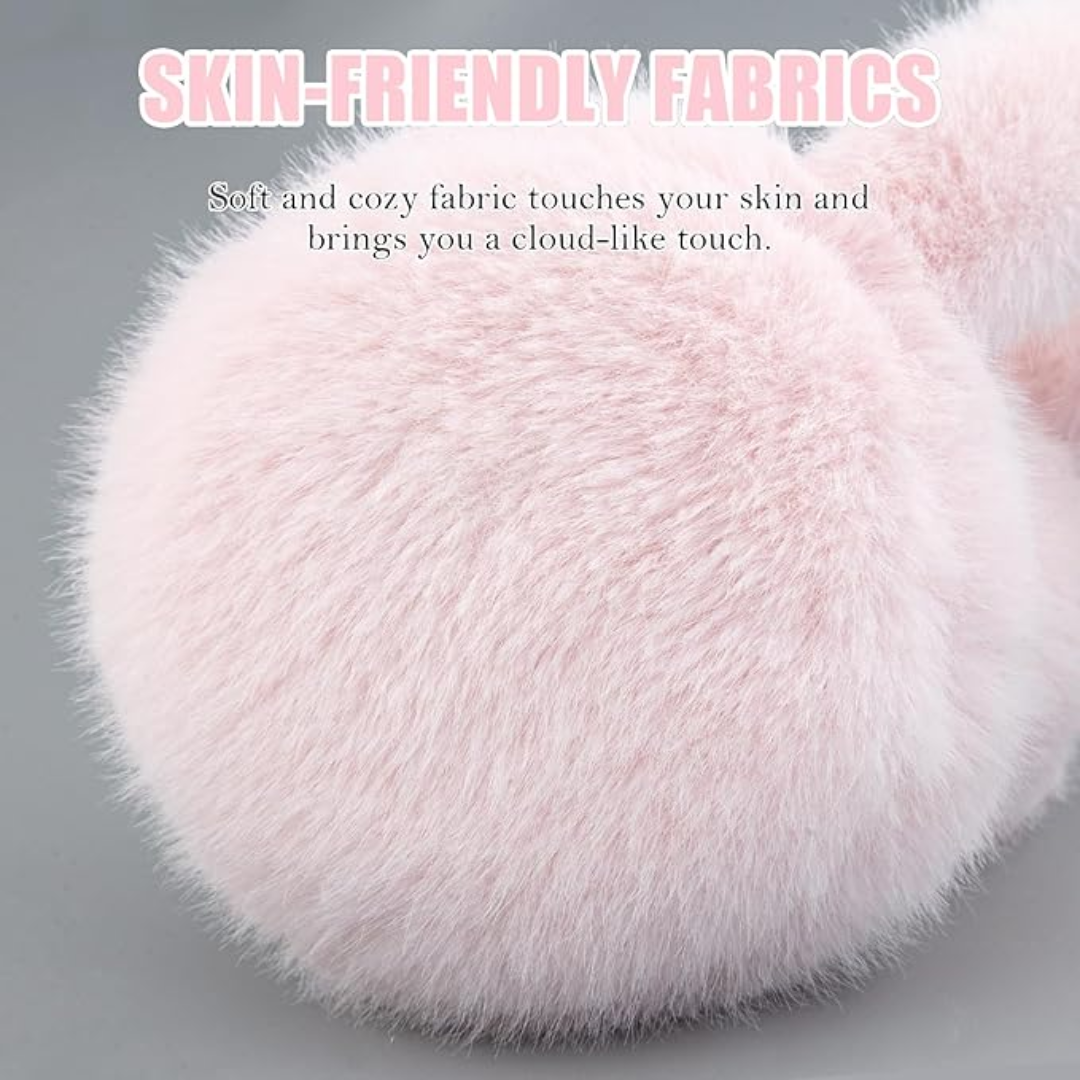 Foldable Winter Earmuffs — Plush Synthetic Fur, Adjustable Fit