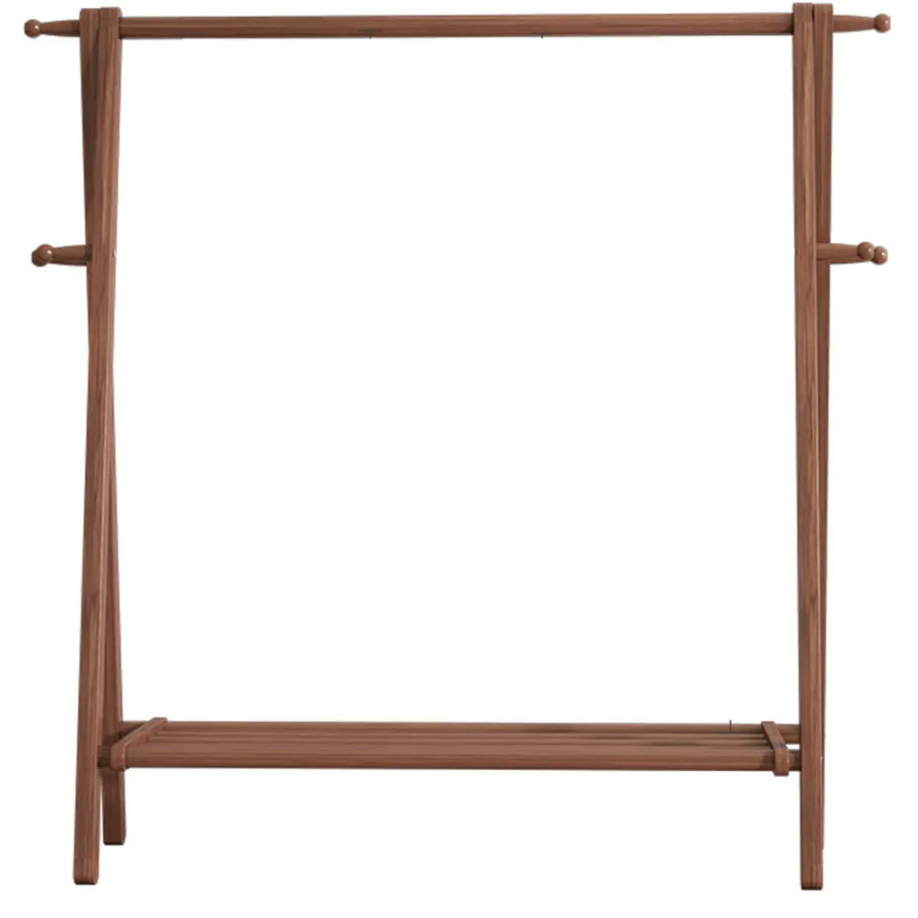 Perchero de madera de 59 in — plegable en forma de A, con ganchos y estante