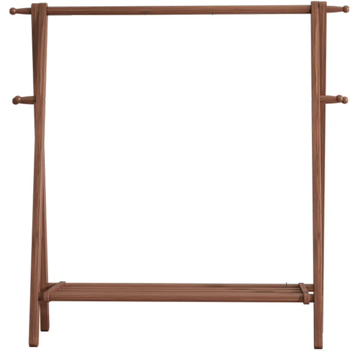 Perchero de madera de 59 in — plegable en forma de A, con ganchos y estante
