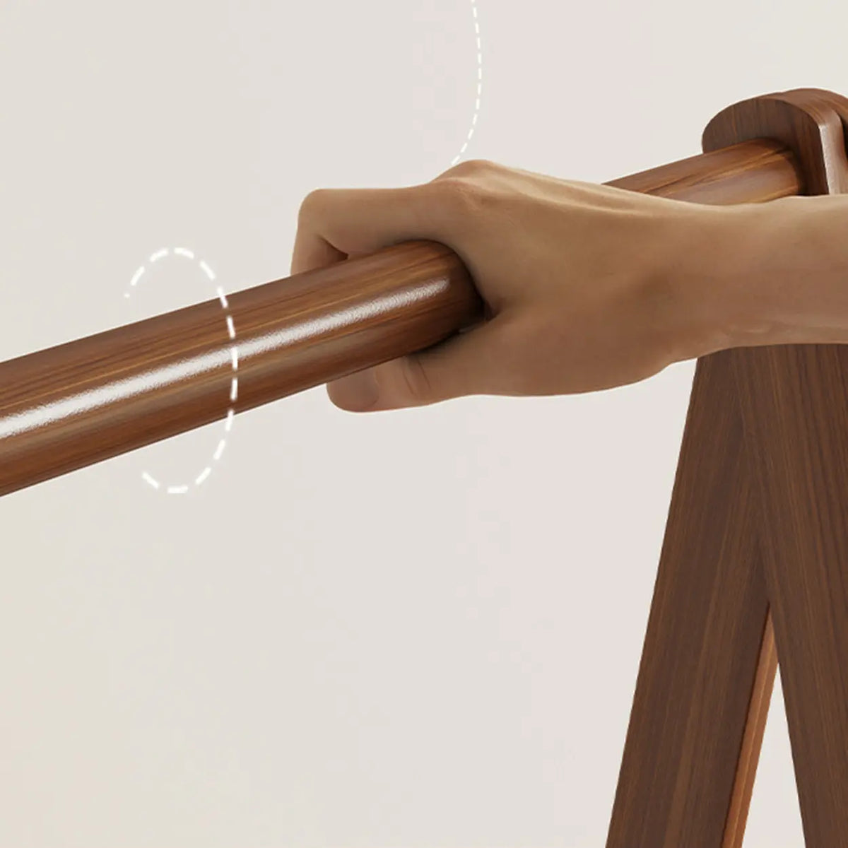 Perchero de madera de 59 in — plegable en forma de A, con ganchos y estante