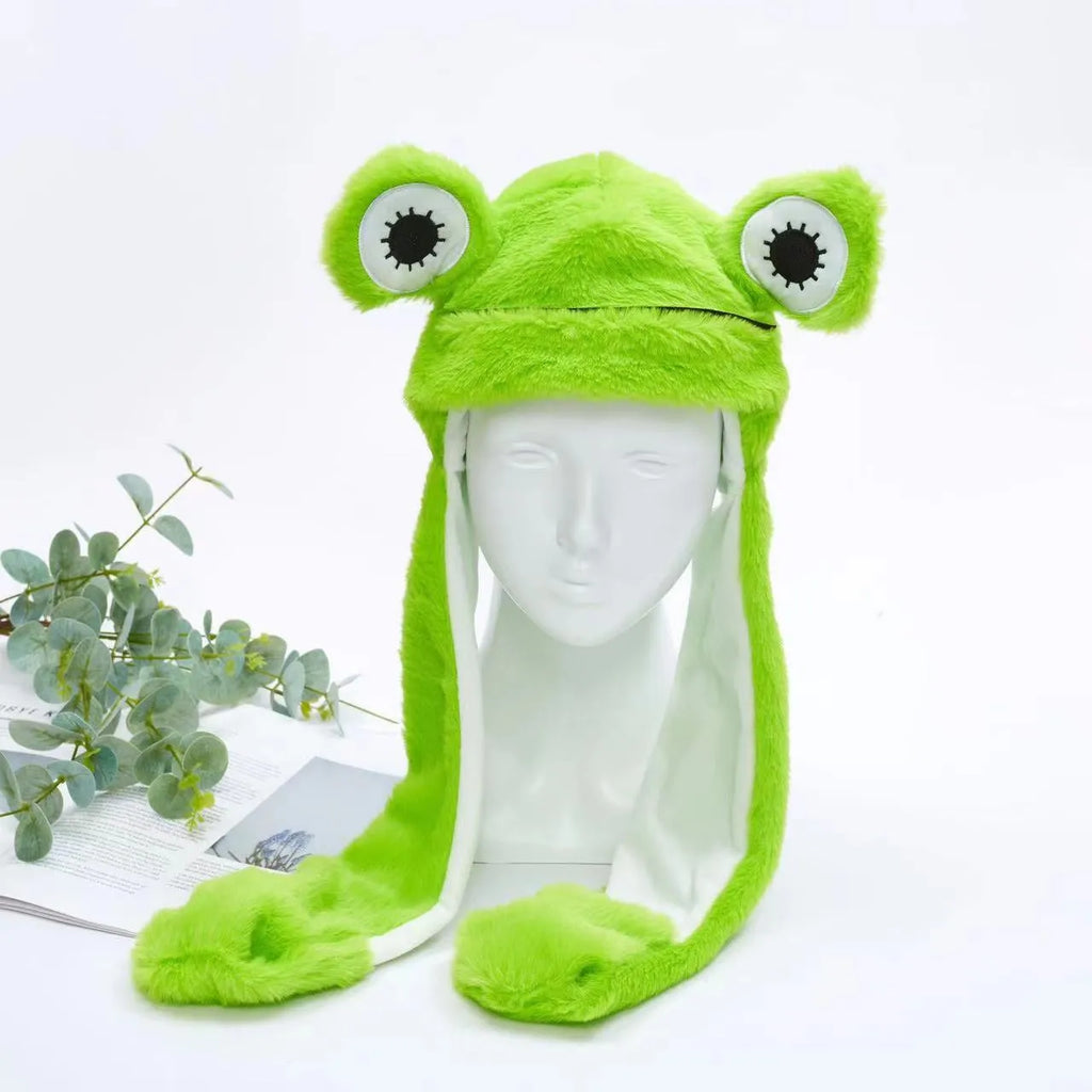 Interactive Plush Hat with Pop-Up Ears and Squeeze Paws