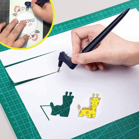 Precizní řezací pero s otočným čepelovým mechanismem v rozsahu 360° pro detailní vyřezávání papíru, šablony, scrapbook a tvorbu modelů | Nástroj na detailní vyřezávání | Thomler