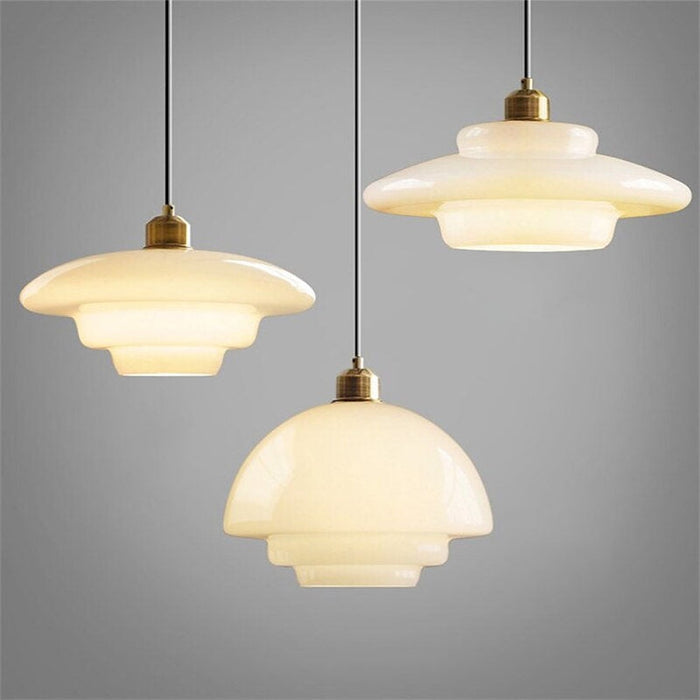 Mid Century White Glass Pendant Light For Modern Interiors