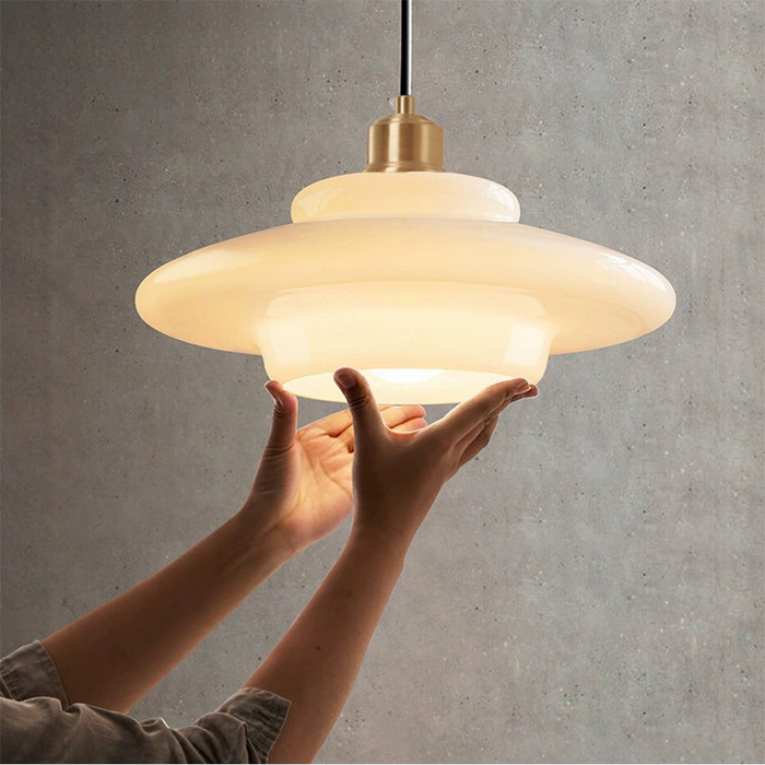 Mid Century White Glass Pendant Light For Modern Interiors