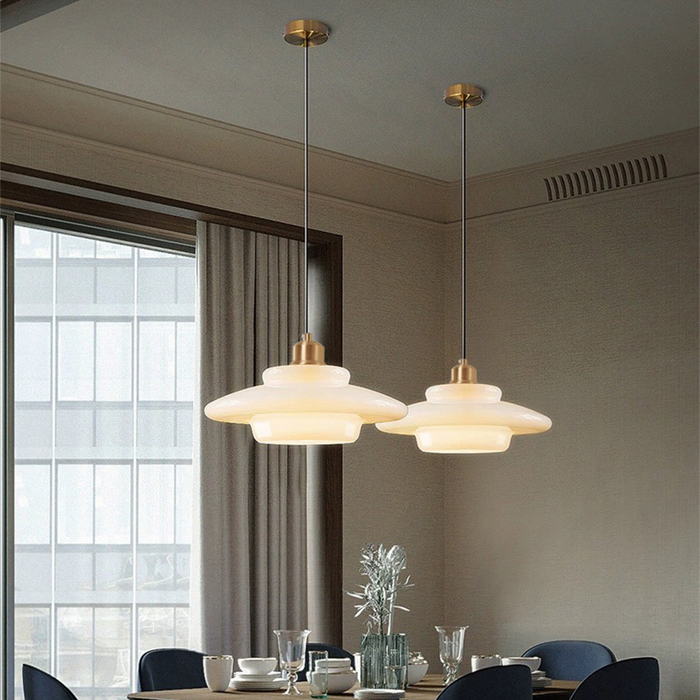 Mid Century White Glass Pendant Light For Modern Interiors
