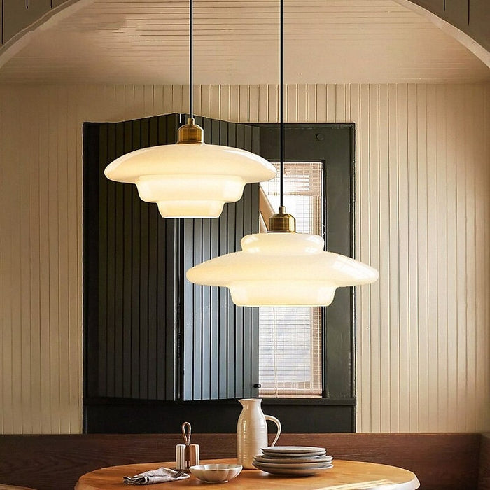 Mid Century White Glass Pendant Light For Modern Interiors