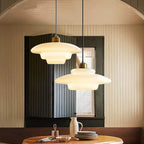 Mid Century White Glass Pendant Light For Modern Interiors