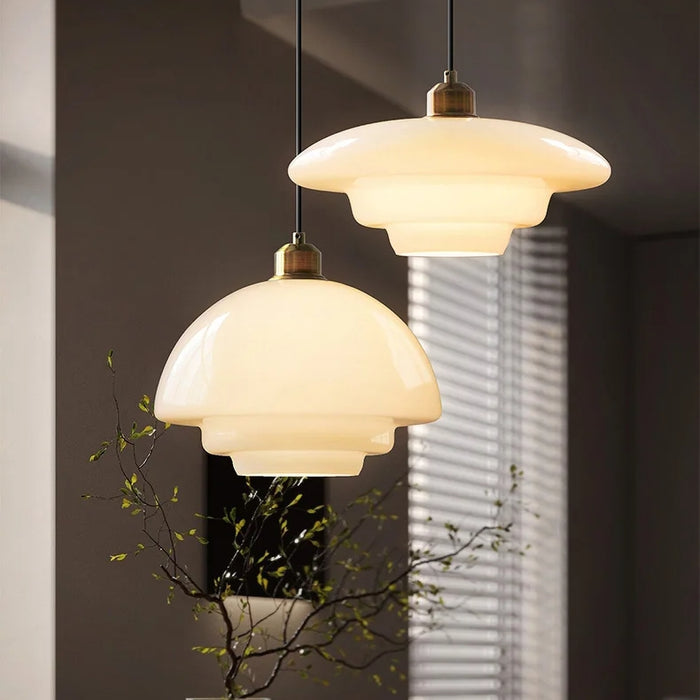 Mid Century White Glass Pendant Light For Modern Interiors