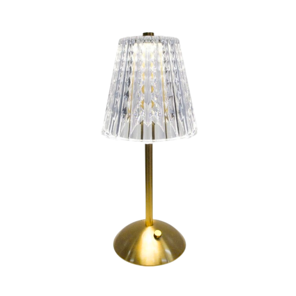 Aranyszínű kristályhatású LED-es asztali lámpa – Érintésvezérlés, USB-ről tölthető, vezeték nélküli