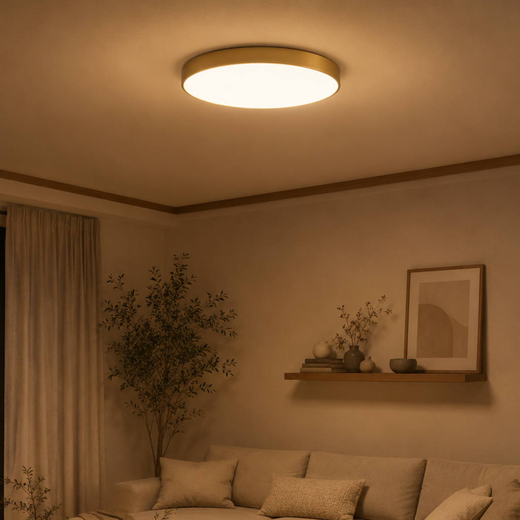 Gold Round LED Flush Mount Ceiling Light — 5cm Slim Profile