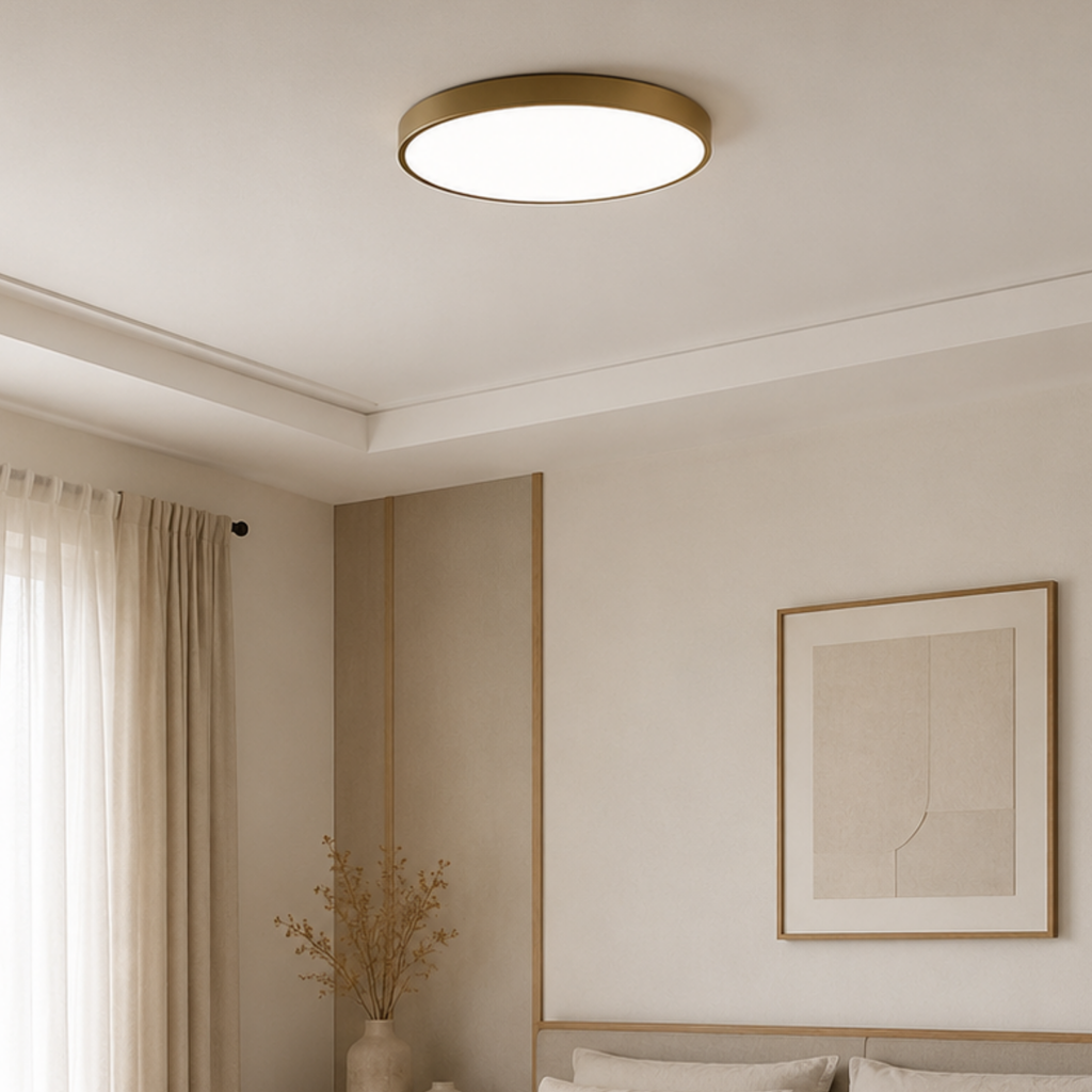 Gold Round LED Flush Mount Ceiling Light — 5cm Slim Profile