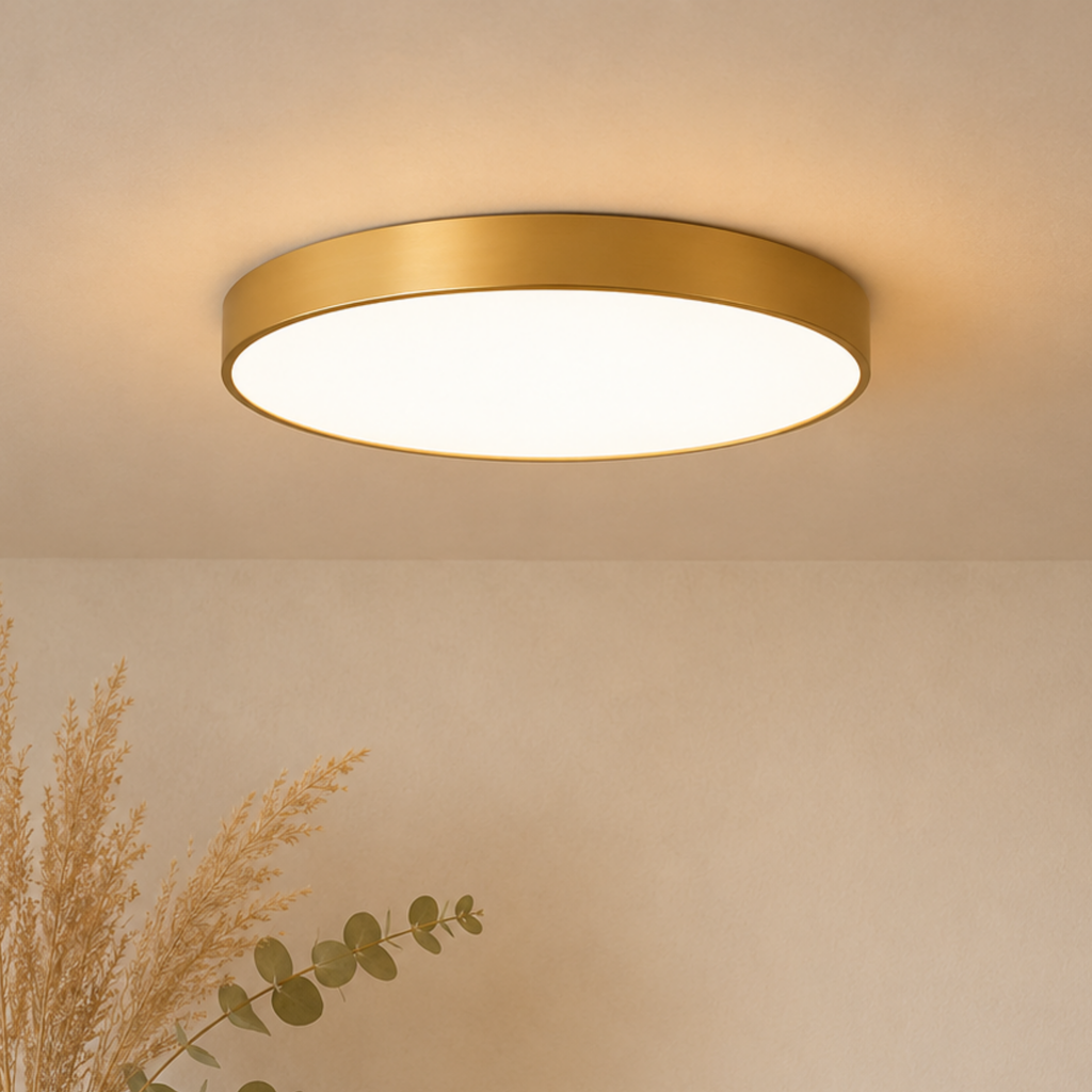 Gold Round LED Flush Mount Ceiling Light — 5cm Slim Profile