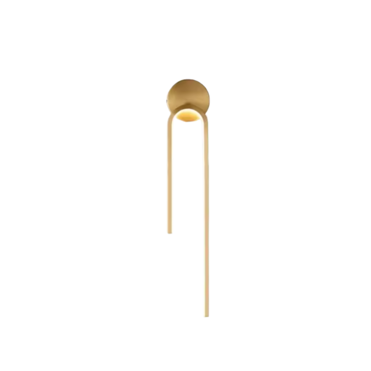 Aplique de pared LED moderno de bucle vertical — acabado dorado, placa trasera circular lisa