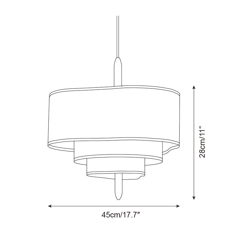 Scandinavian Green Fabric Drum Pendant Light — Tiered Design, Wood Accent