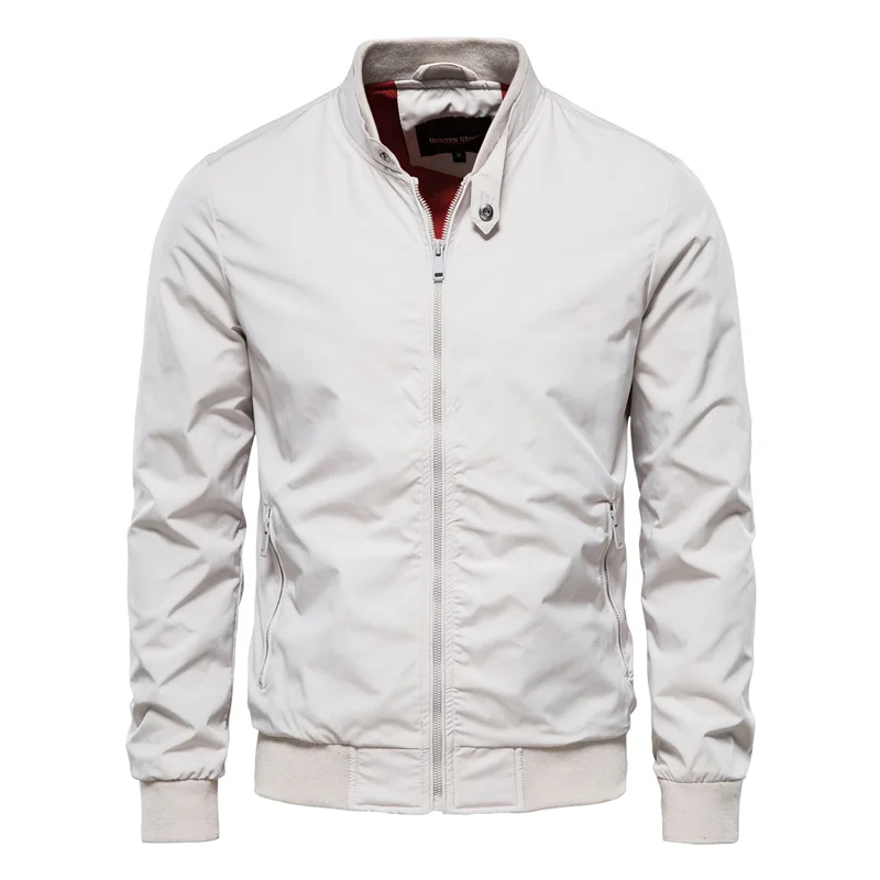 Men’s Lightweight Summer Bomber Jacket — Ribbed Collar, Glossy Finish