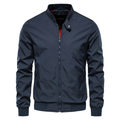 Men’s Lightweight Summer Bomber Jacket — Ribbed Collar, Glossy Finish