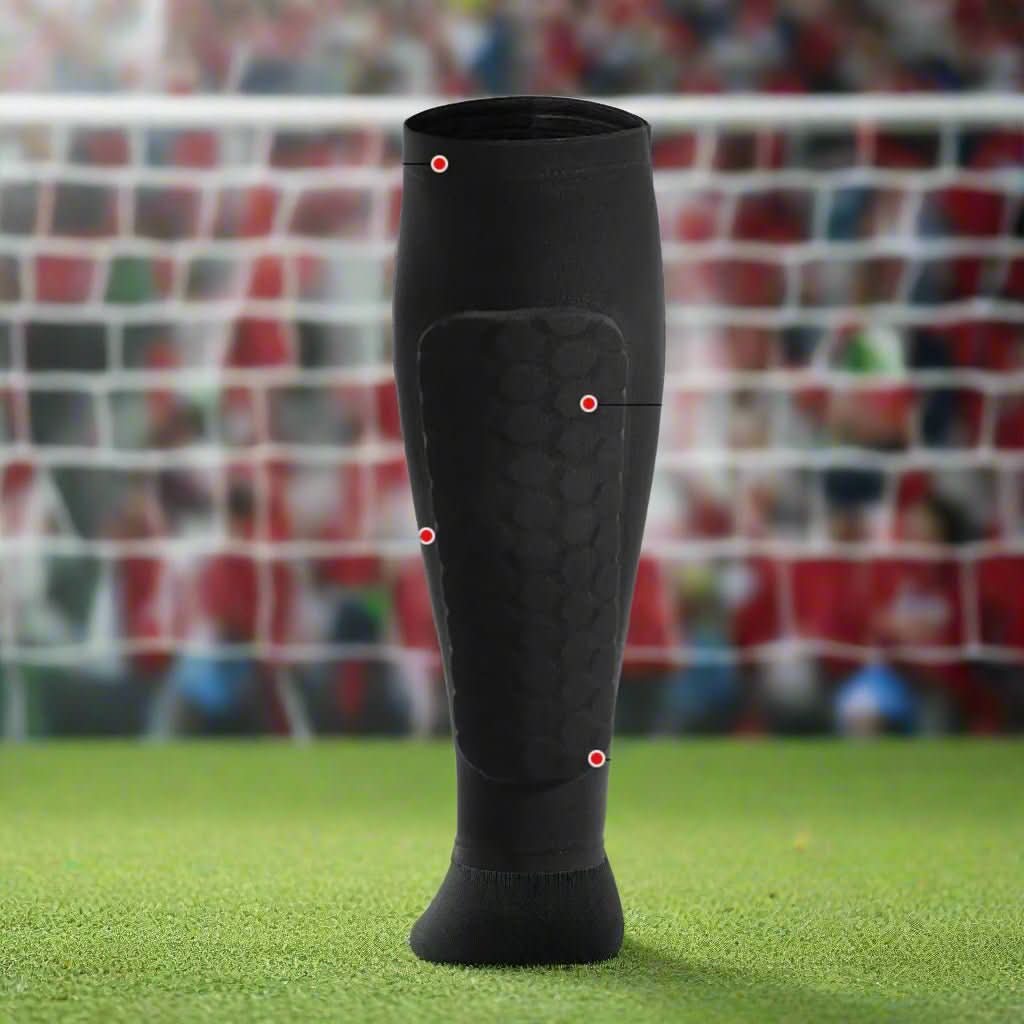 PulseGuard X Shin Guards — Shockproof Honeycomb Padding, Elastic Compression Sleeve