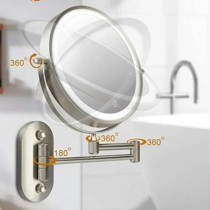 LED-Vergrößerungsspiegel, 8-Inch — Wandmontage, Touch-Steuerung, per USB wiederaufladbar