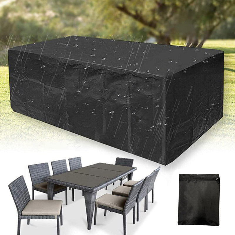 Housse de mobilier de terrasse toutes saisons — sangles de fixation et sac