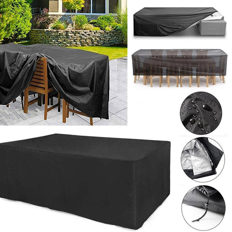 Housse de mobilier de terrasse toutes saisons — sangles de fixation et sac