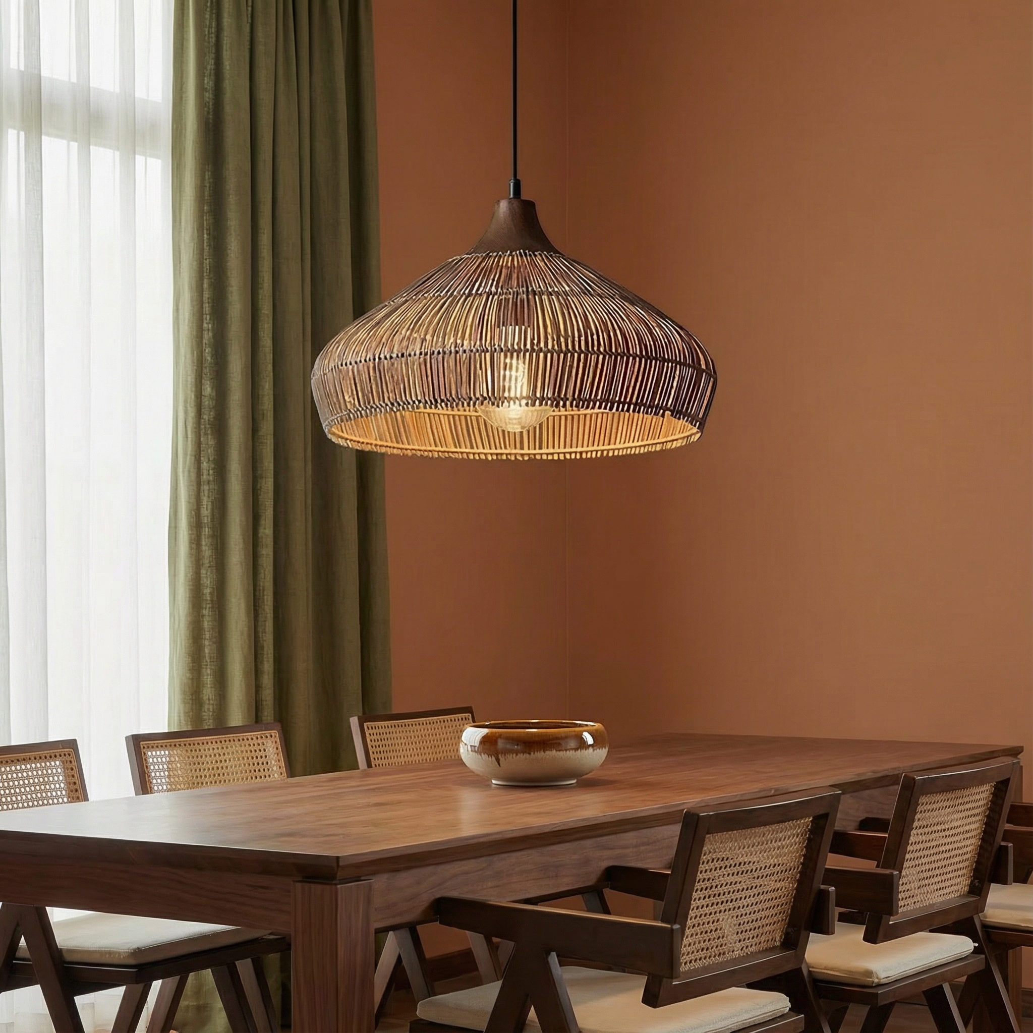 AeroWeave Rattan Pendant Lamp For Kitchen Ceiling Fixture