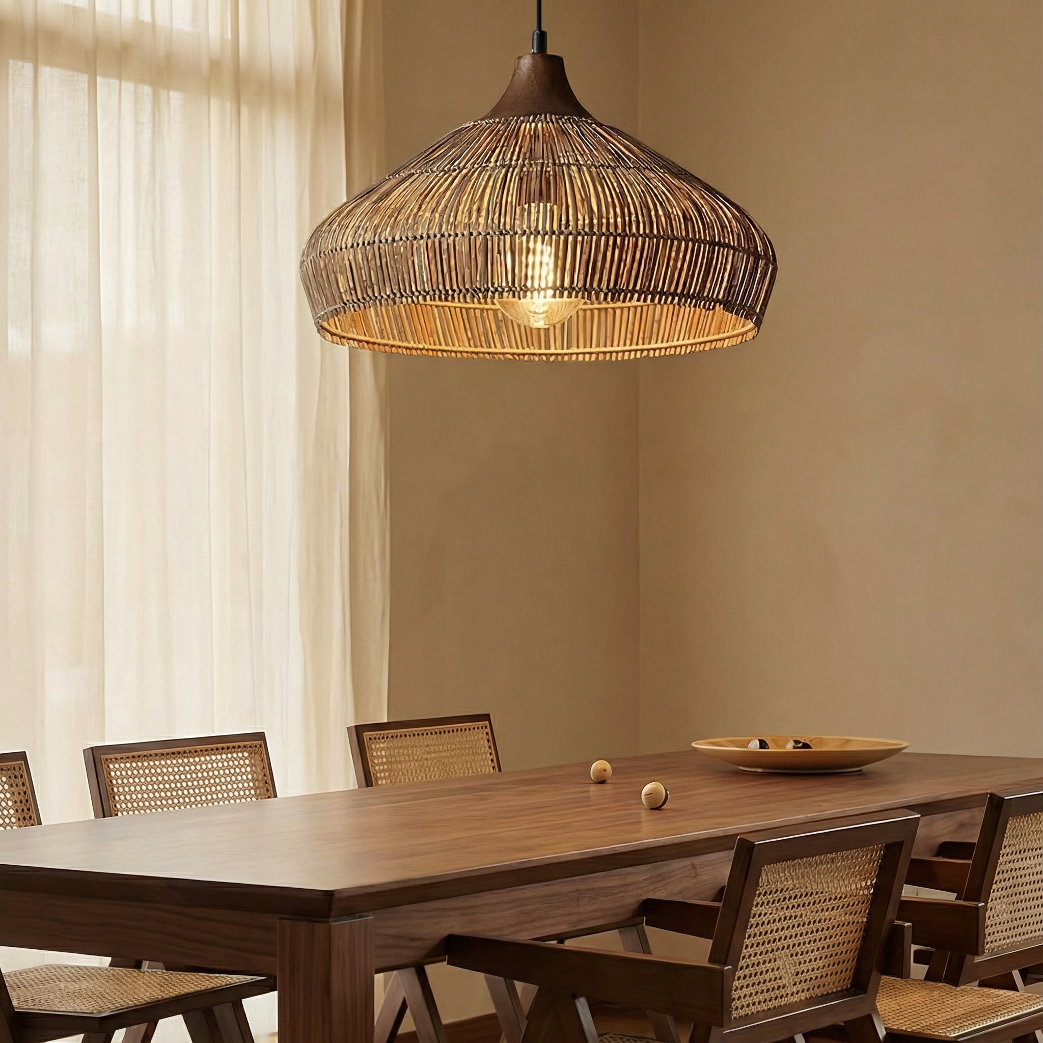 AeroWeave Rattan Pendant Lamp For Kitchen Ceiling Fixture