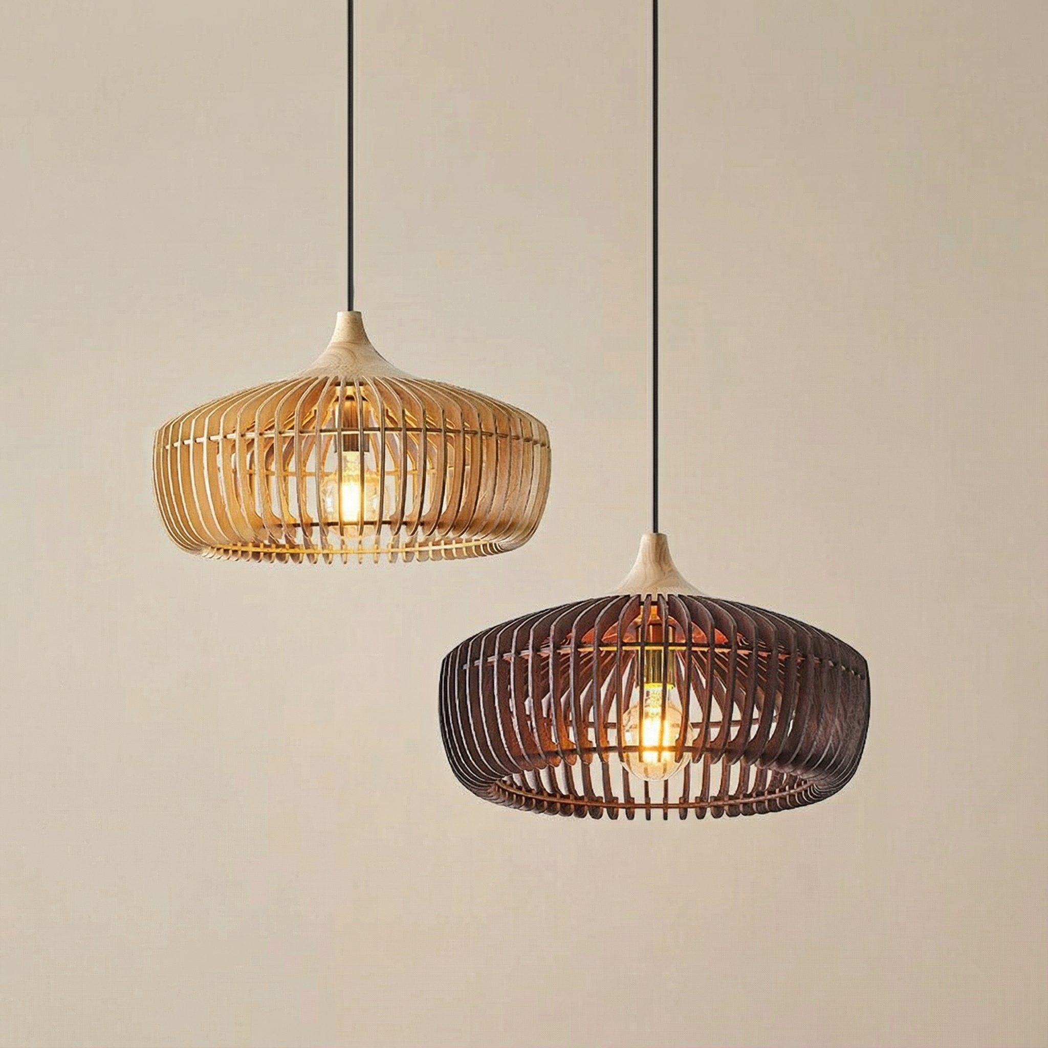 Elmora Natural Wood Pendant Light With Nordic Kitchen Design