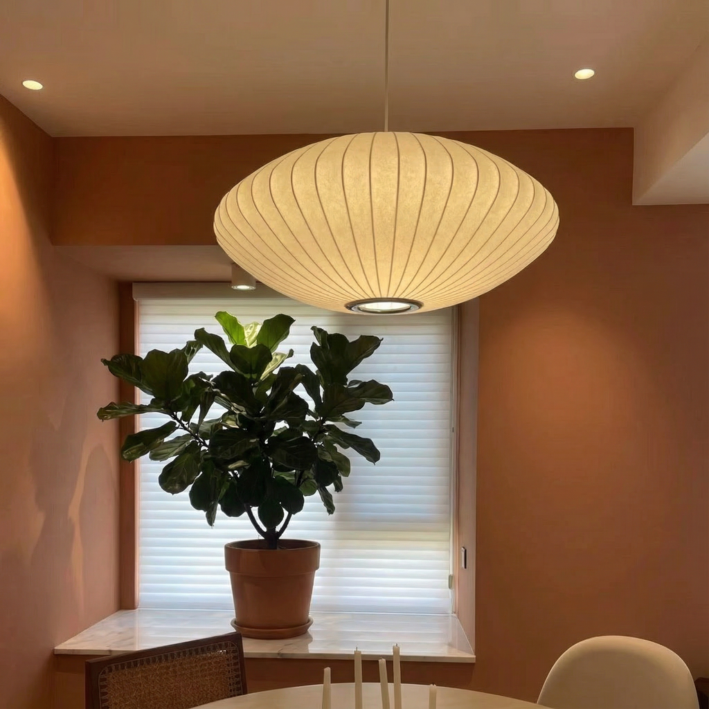 Luma Silk Contemporary Pendant Light With Silk Shade