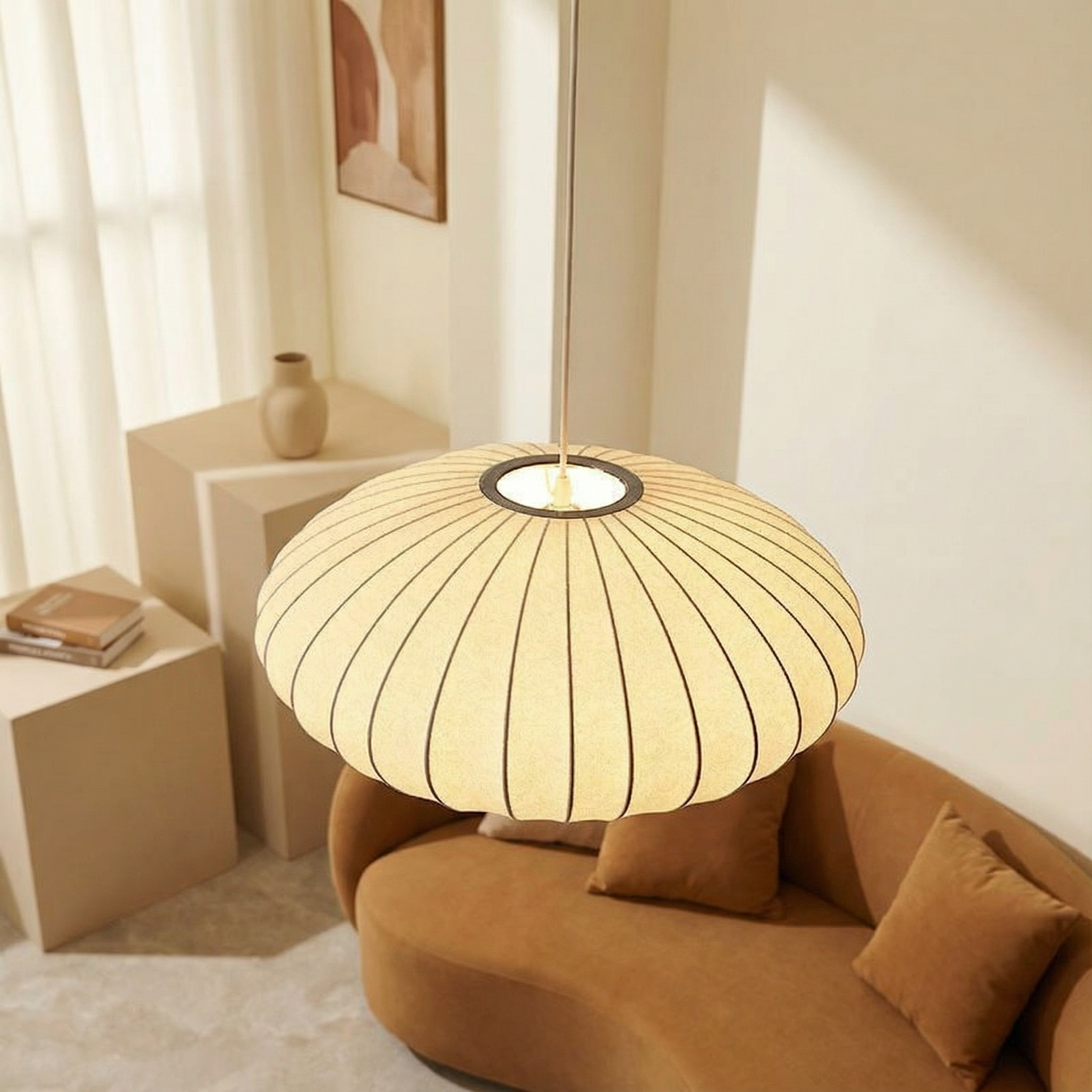 Luma Silk Contemporary Pendant Light With Silk Shade