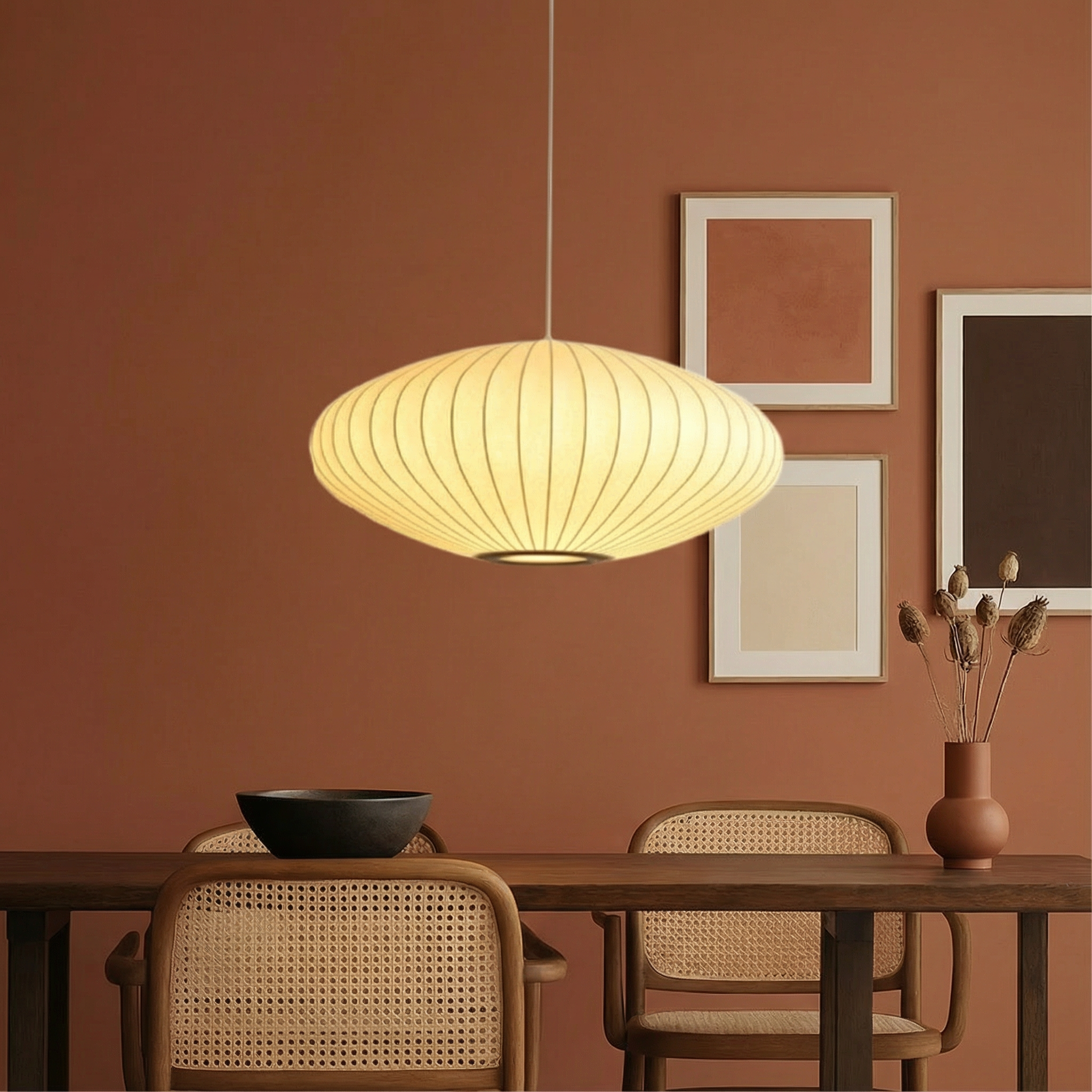 Luma Silk Contemporary Pendant Light With Silk Shade
