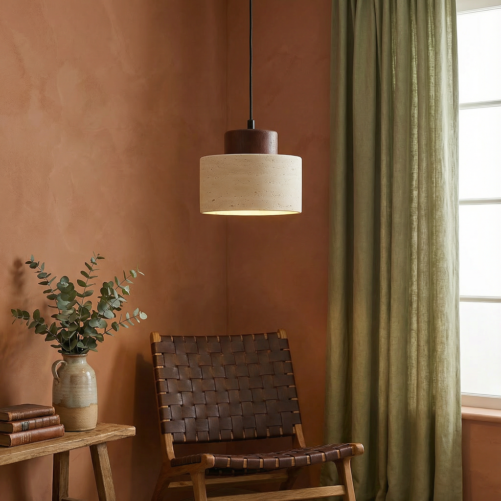 LumaStone Natural Stone Pendant Light With Adjustable Height