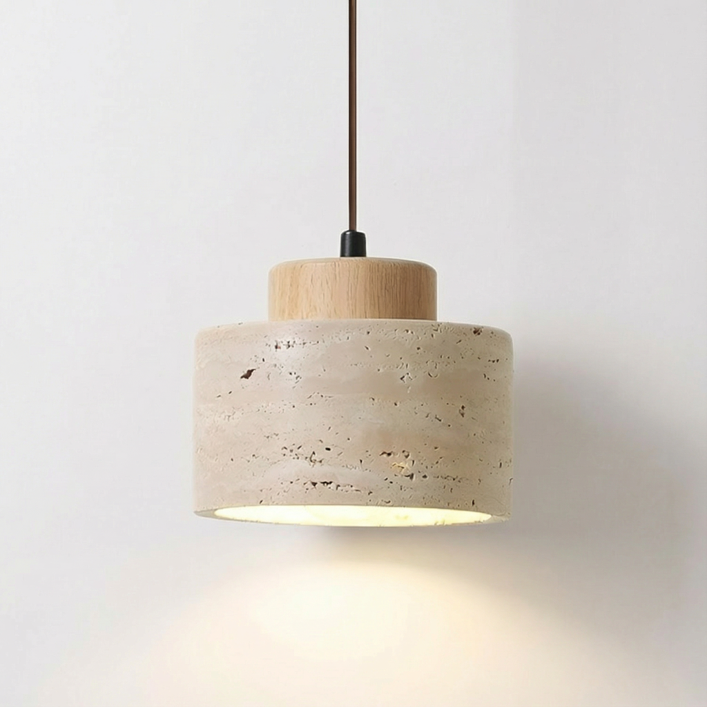LumaStone Natural Stone Pendant Light With Adjustable Height