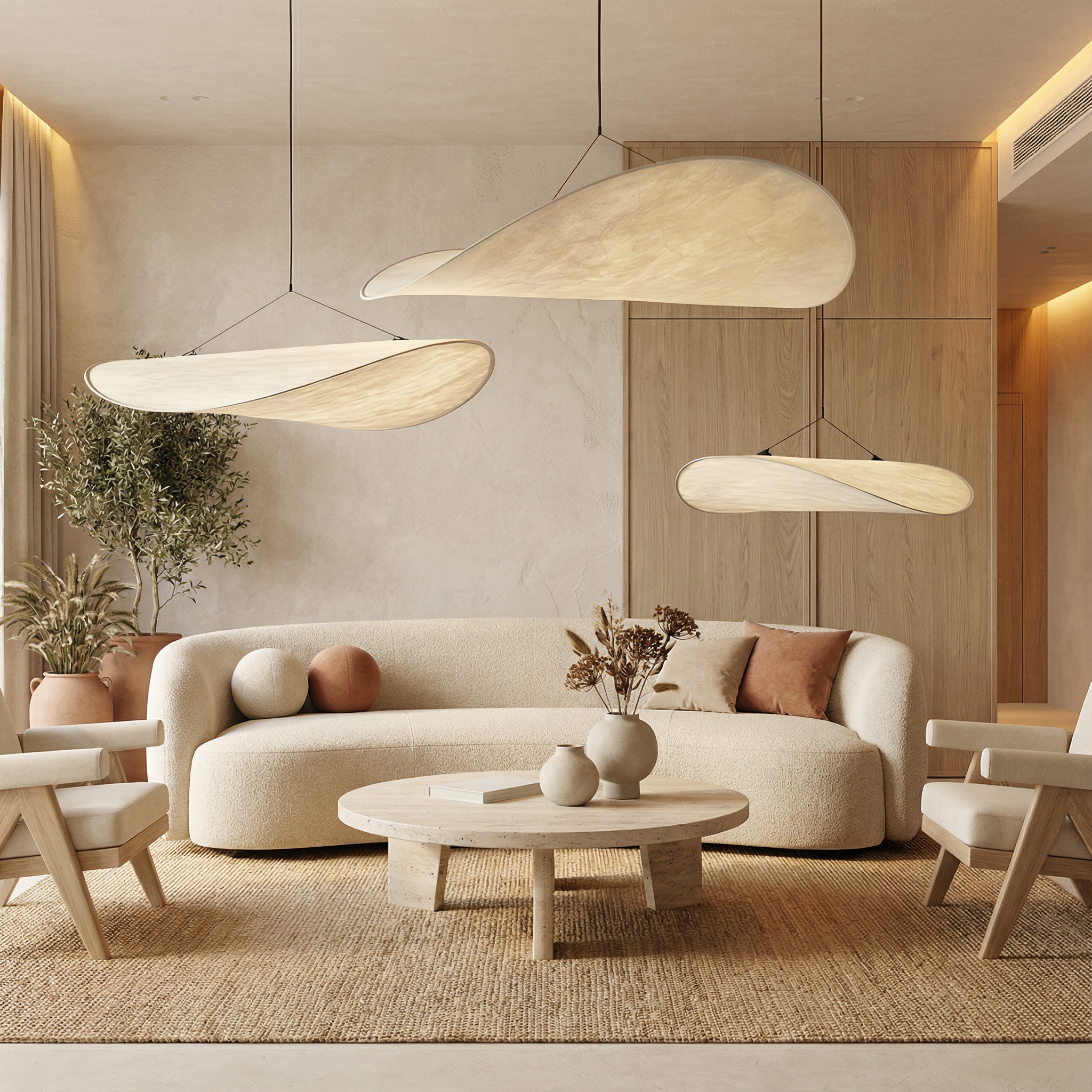 LumaSilk Japandi Style Pendant Light In Elegant Minimalist Design