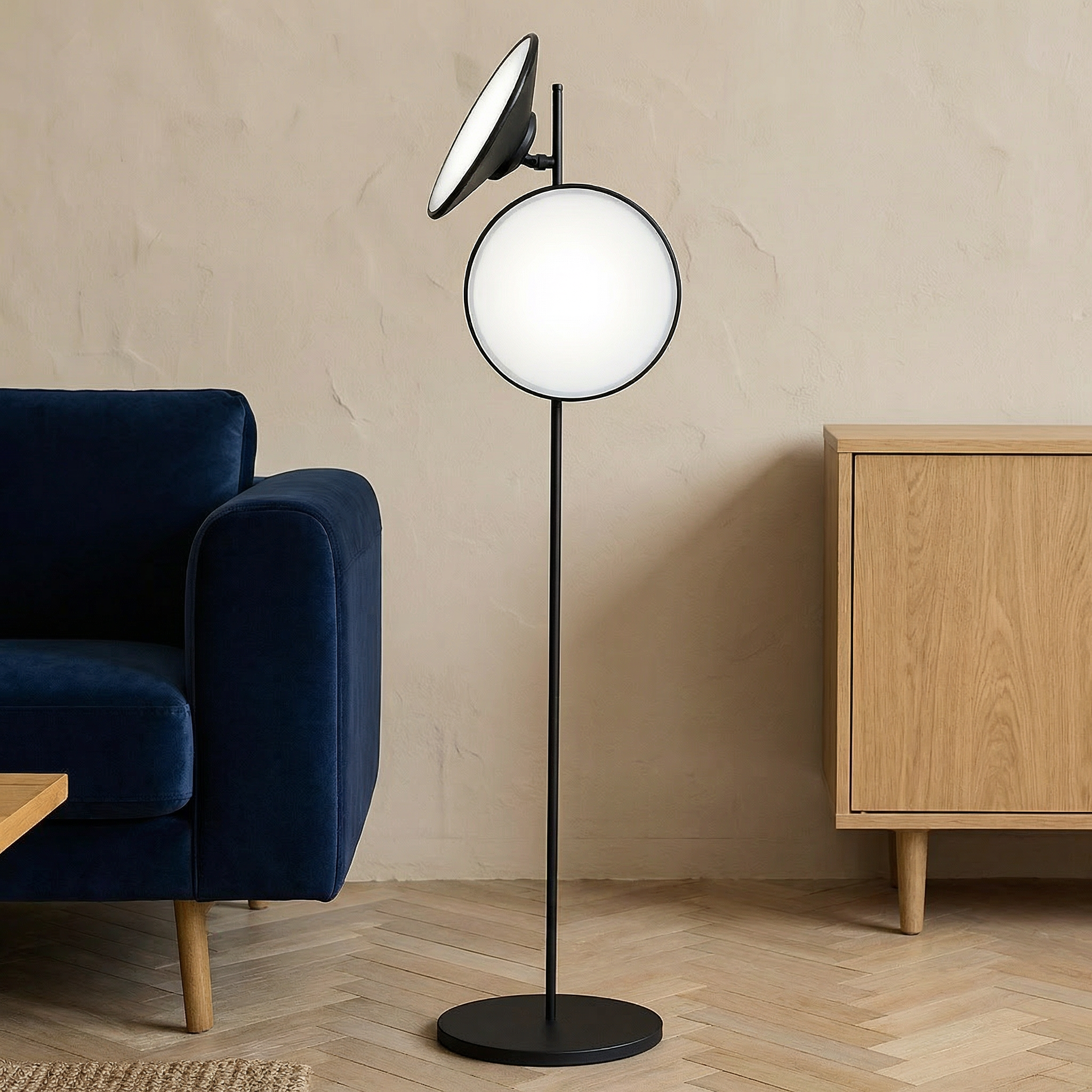 Minimalist Floor Lamp In Black LED Bulb For Modern Spaces