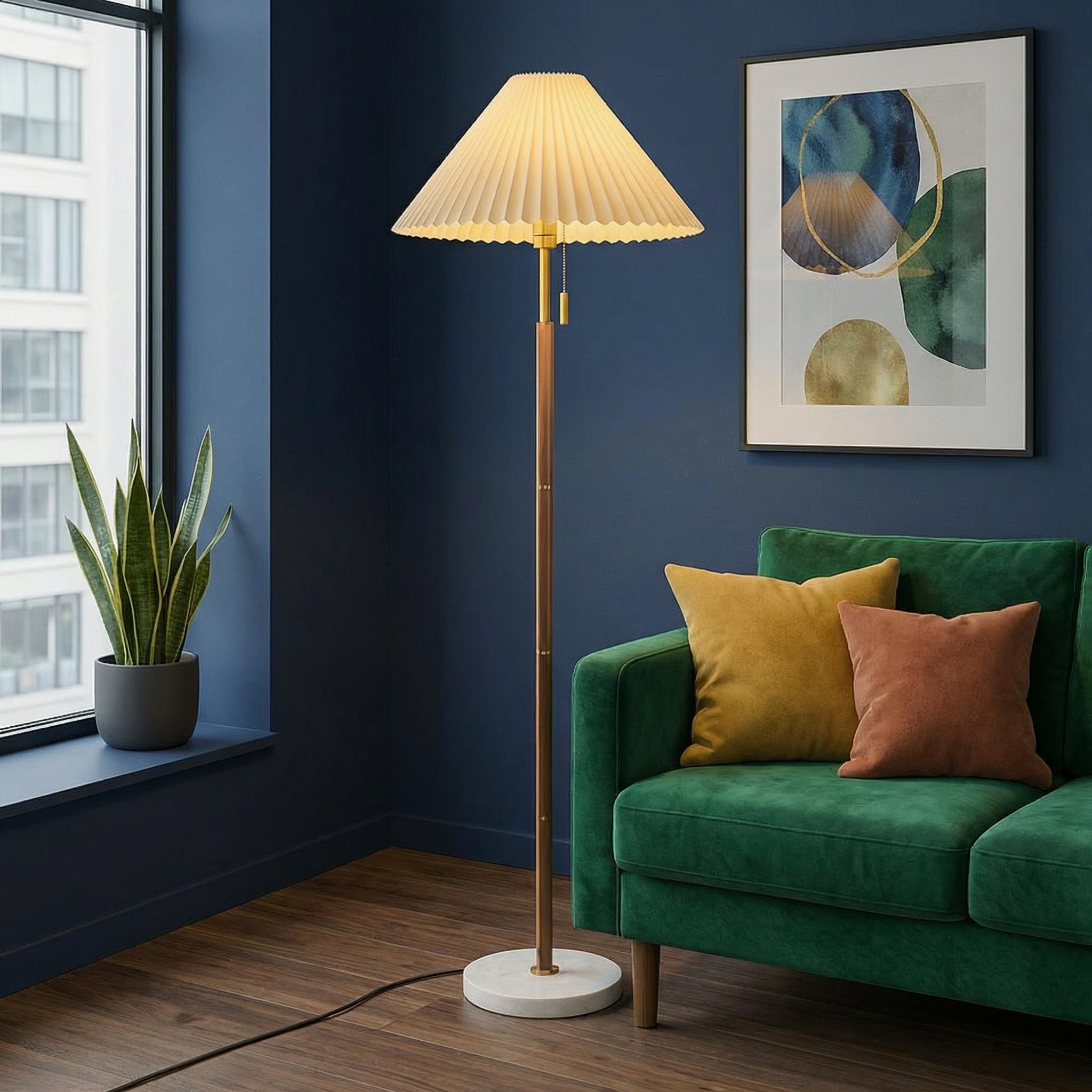 Aurora Heritage Vintage Inspired Wooden Floor Lamp With LED Compatibility For Cozy Rooms