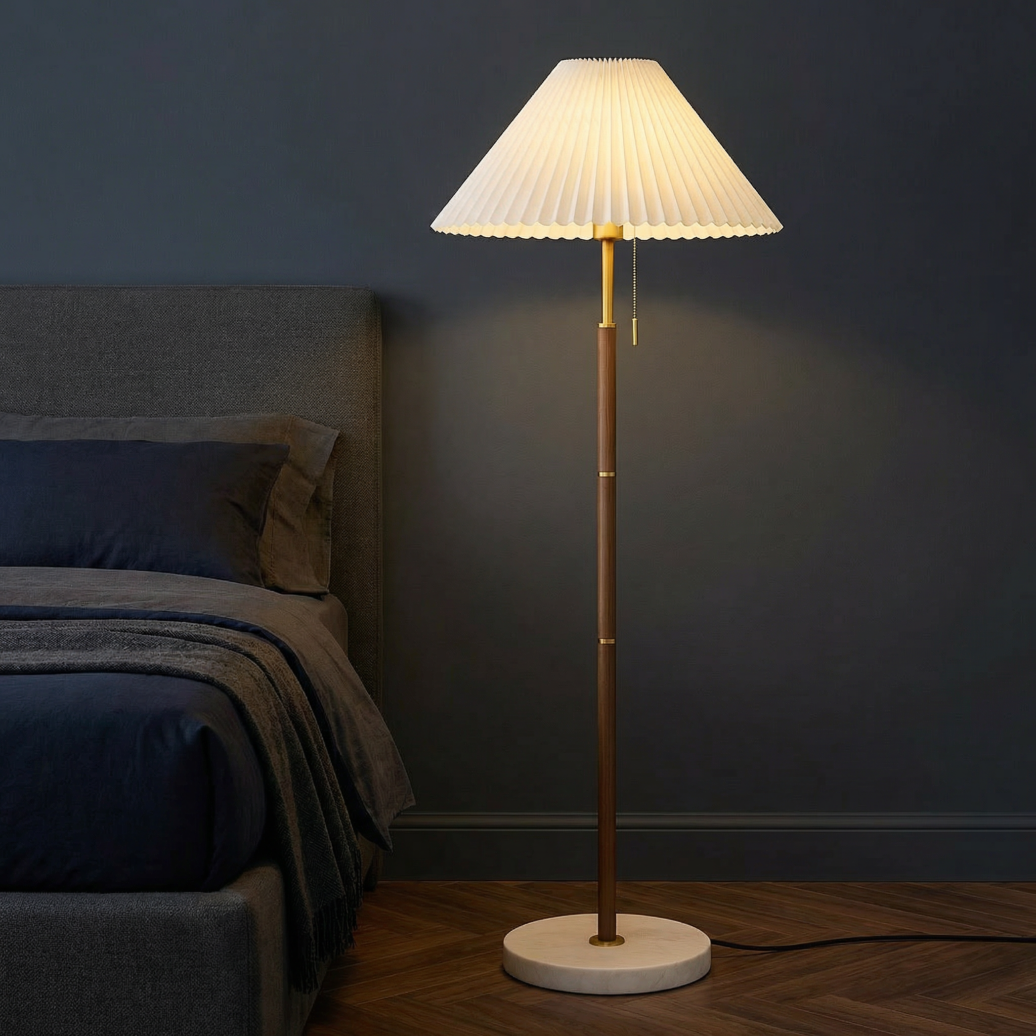 Aurora Heritage Vintage Inspired Wooden Floor Lamp With LED Compatibility For Cozy Rooms
