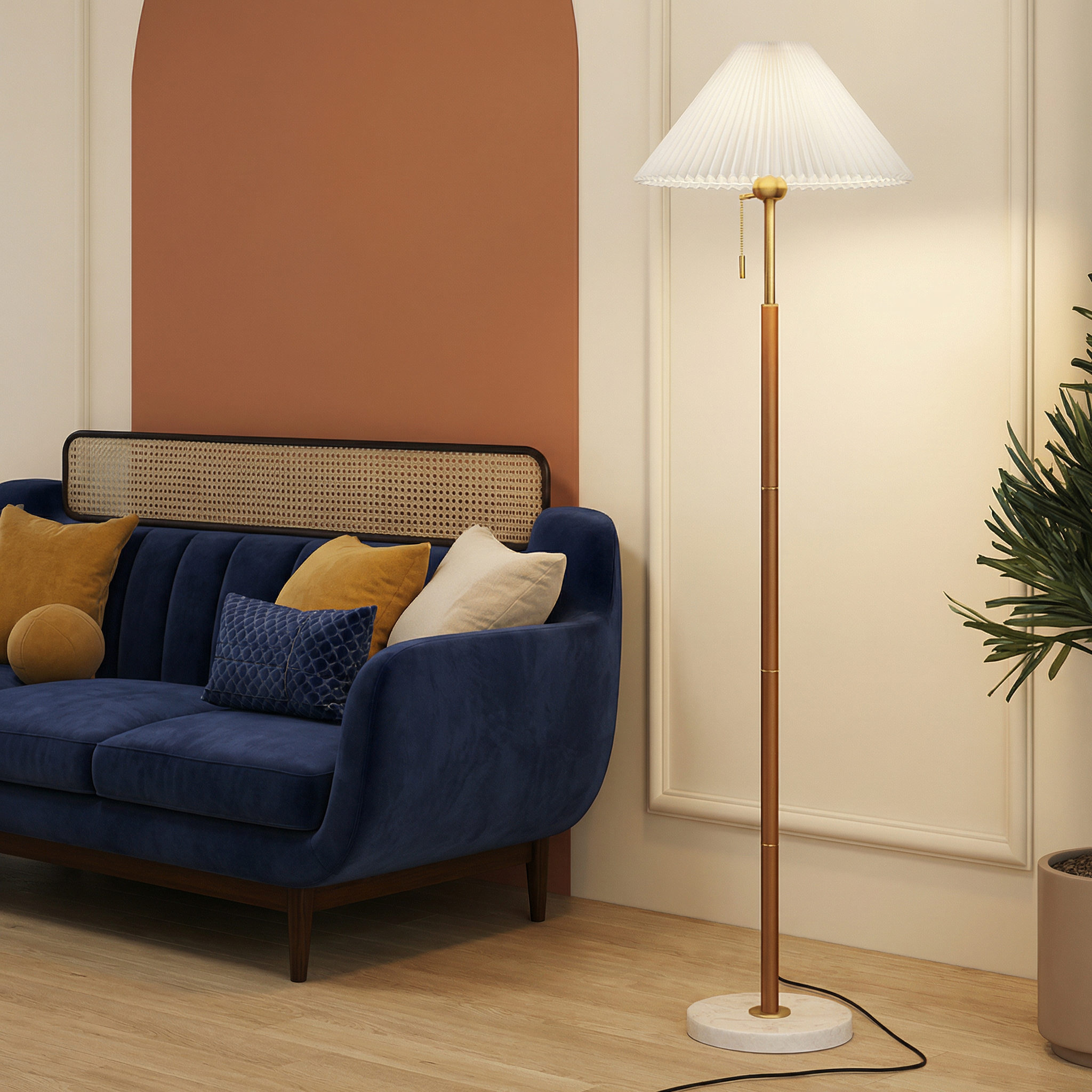 Aurora Heritage Vintage Inspired Wooden Floor Lamp With LED Compatibility For Cozy Rooms