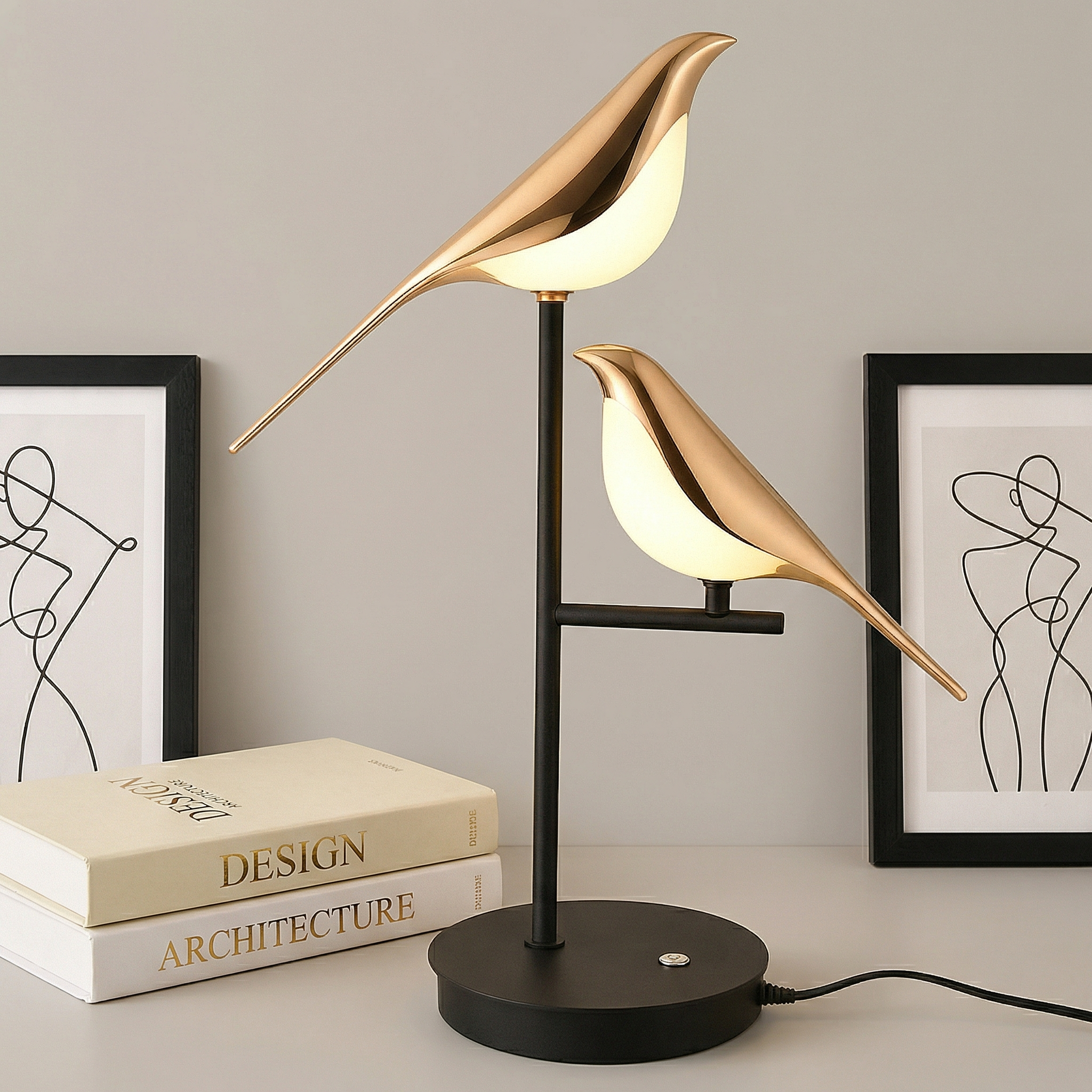 Avian Silhouette LED Table Lamp for Cozy Ambiance at Bedside or Desk