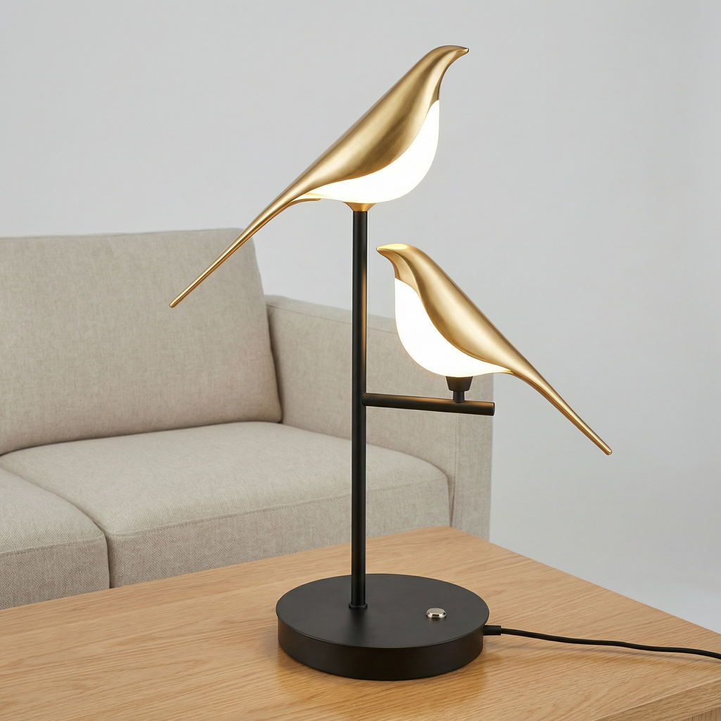 Avian Silhouette LED Table Lamp for Cozy Ambiance at Bedside or Desk