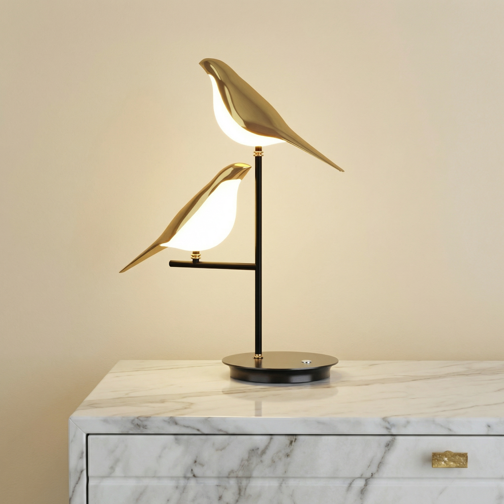 Avian Silhouette LED Table Lamp for Cozy Ambiance at Bedside or Desk