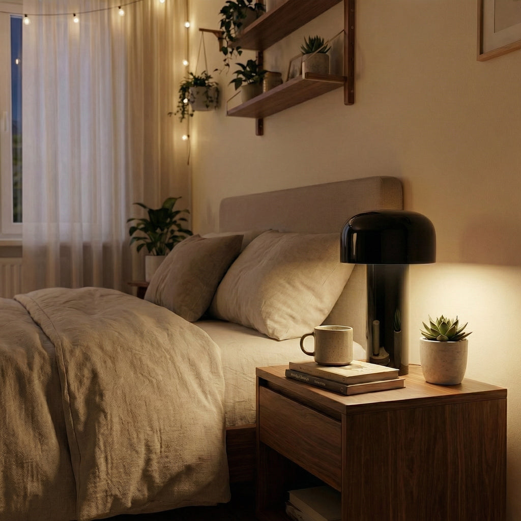 Olasz gomba alakú LED asztali lámpa — sima, kupolás sziluett