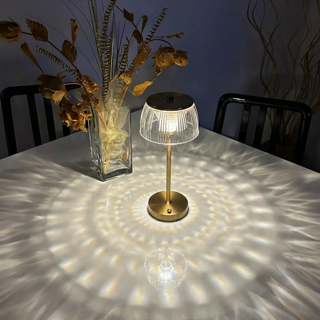 Wiederaufladbare LED-Tischlampe, Acrylschirm und Eisenbasis, Touch-Steuerung, 1200 mAh Akku | Euroselle