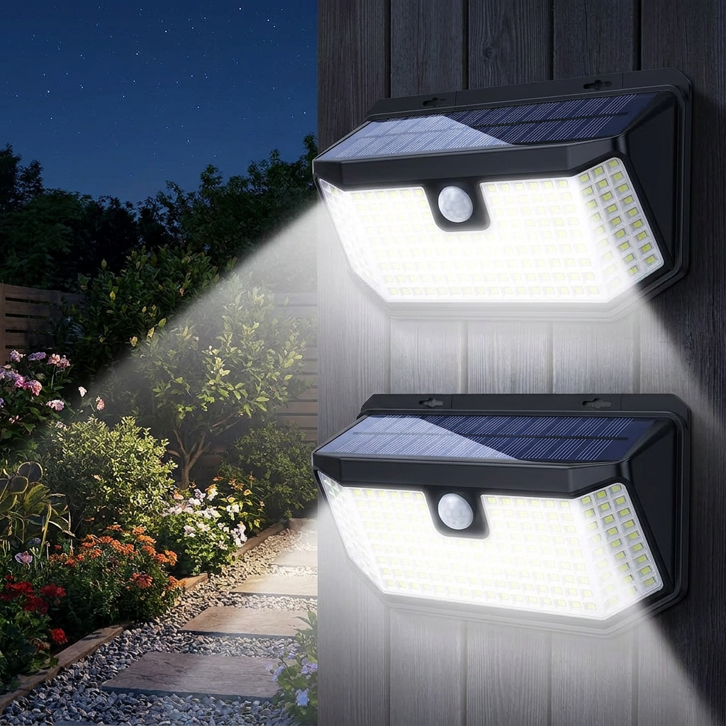 Außen Sicherheitslicht Solar Bewegungsmelder 182 LED IP65 Wasserdichte Wandleuchte | Euroselle