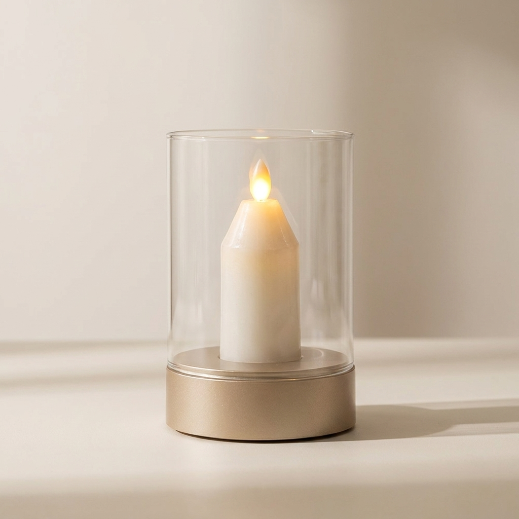 LED Candle Lamp, Glass Cylinder, USB Rechargeable, Motion Control | Euroselle