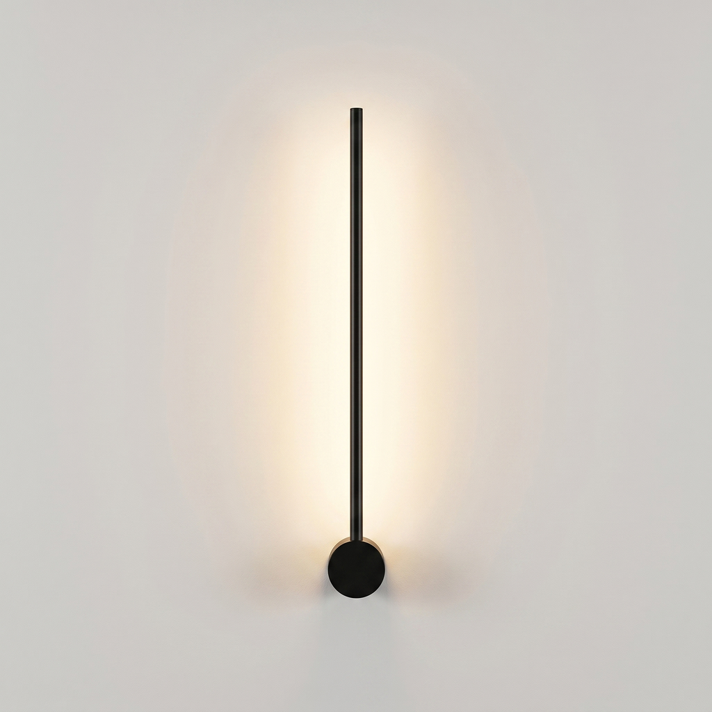 Aplică de perete LED liniară — neagră, design vertical elegant
