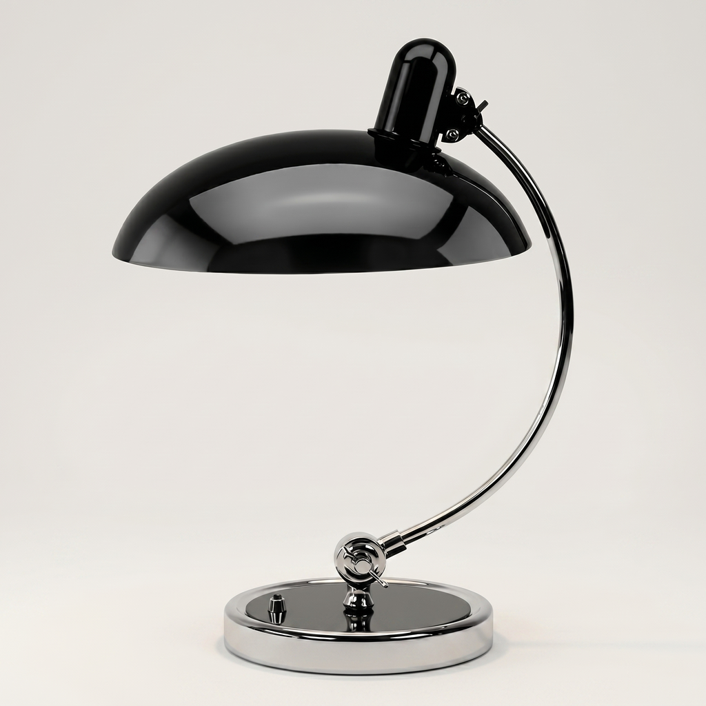 Nordisk retrobordlampe – buet kuppelskjerm