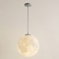 3D Moon Pendant Light — Textured Lunar Shell, Shadow-Casting Ceiling Fixture