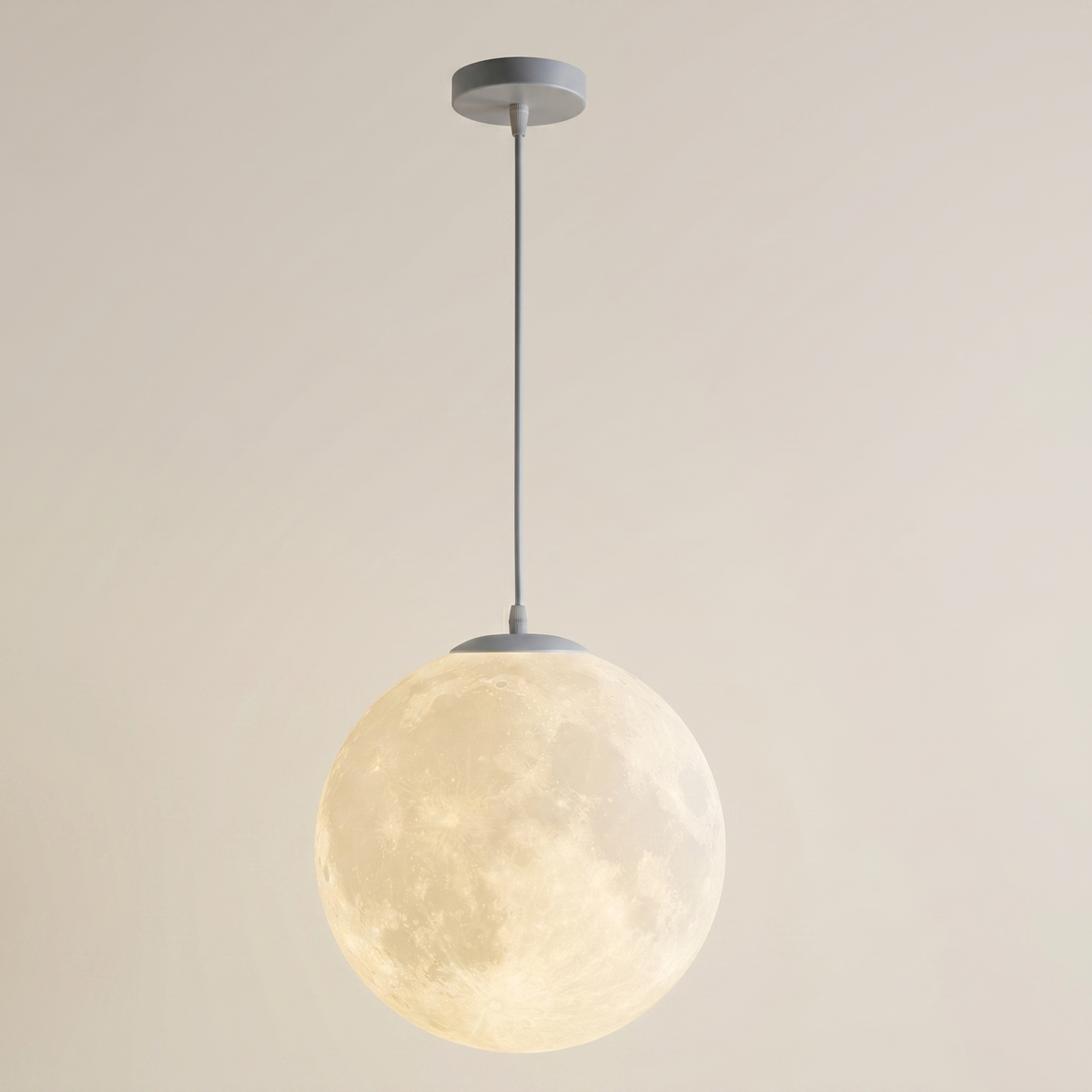 3D Moon Pendant Light — Textured Lunar Shell, Shadow-Casting Ceiling Fixture