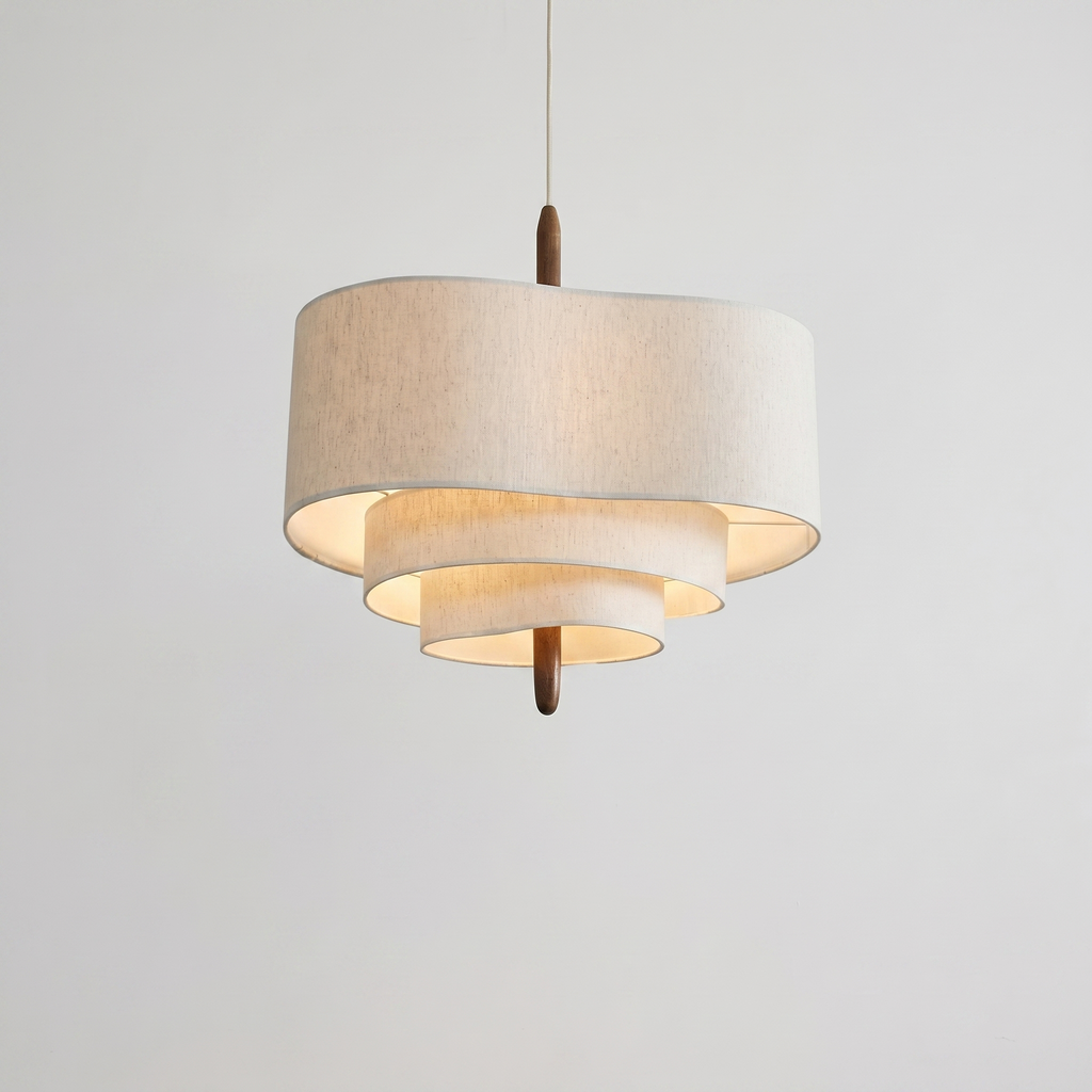 Lampada a sospensione in tessuto color crema in stile francese