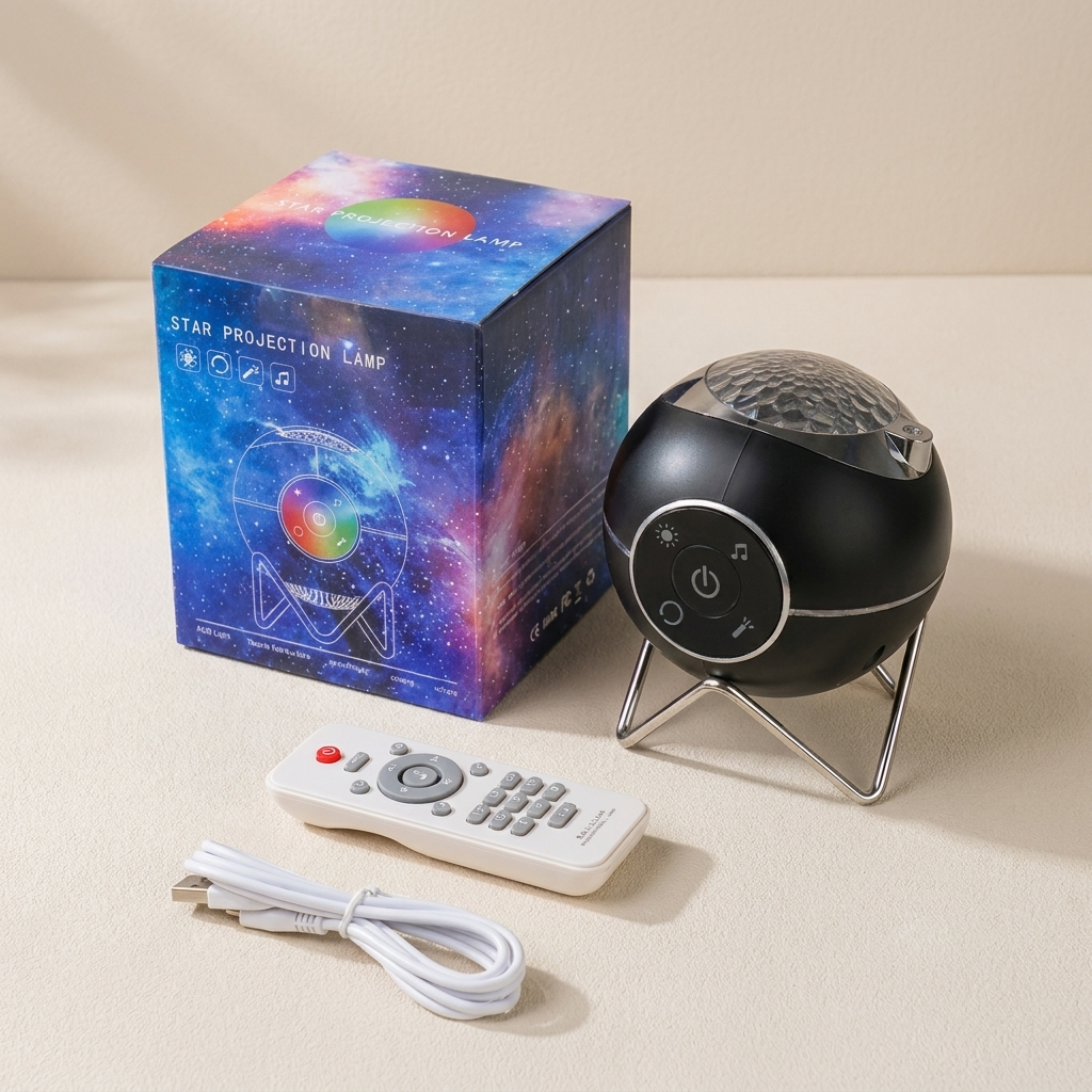 Projektorlampe Galaxie Stern LED Bluetooth-Lautsprecher, USB- und batteriebetrieben | Euroselle